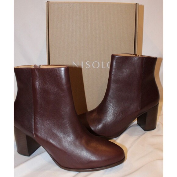 NISOLO‎ LIA HEELED LEATHER BOOTIE Size 11 NIB $250 WINE - Picture 1 of 8